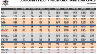 Commodities & Equity Indices Cheat Sheet & Key Levels 31-08-2015